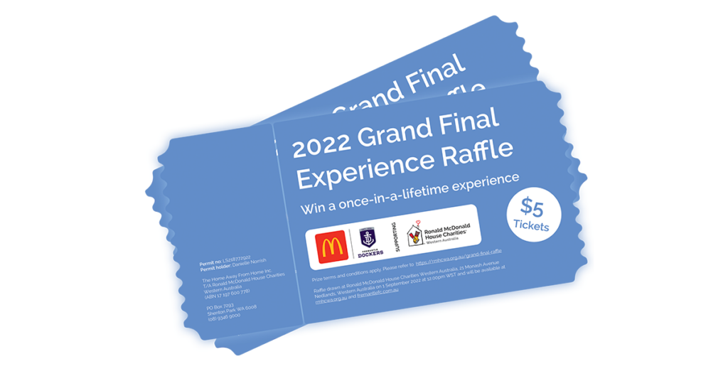 Winners of the 2022 AFL Grand Final Experience Raffle Ronald McDonald