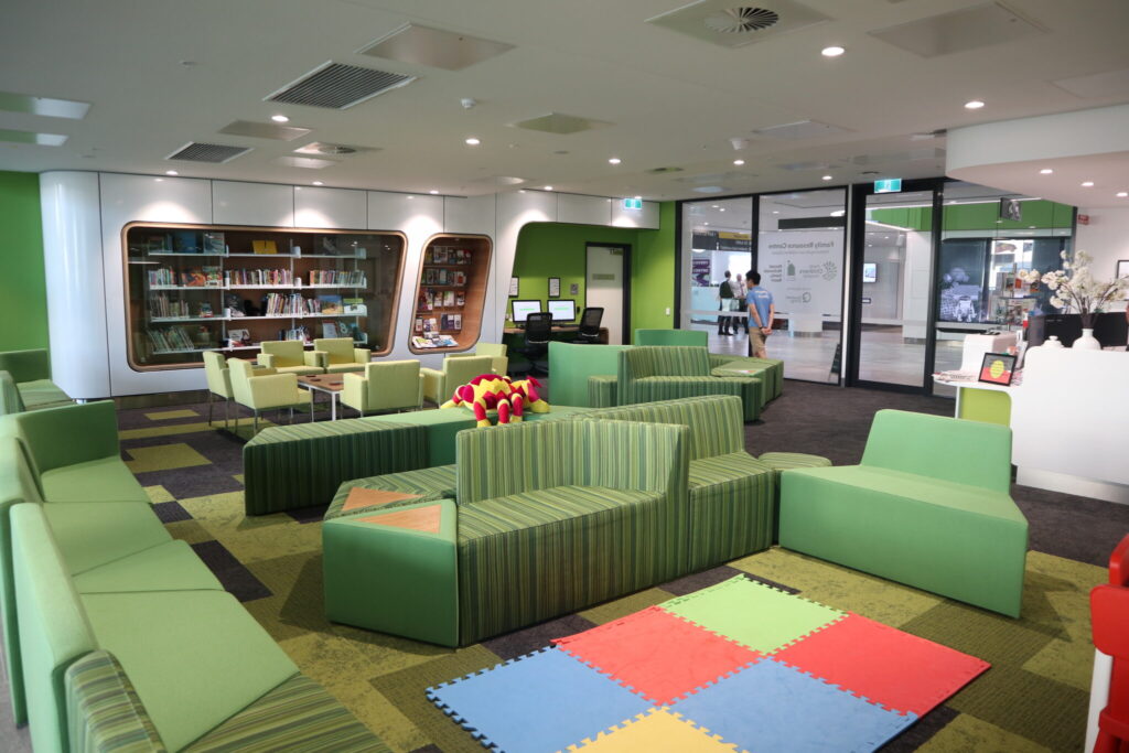 Photo of play area, lounges and seating areas in the Family Room at PCH