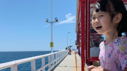 Little girl enjoying the Busselton Jetty train