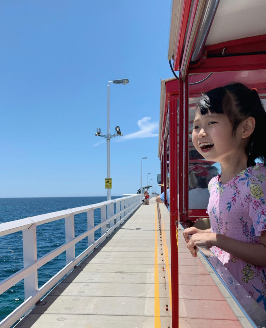 Little girl enjoying the Busselton Jetty train