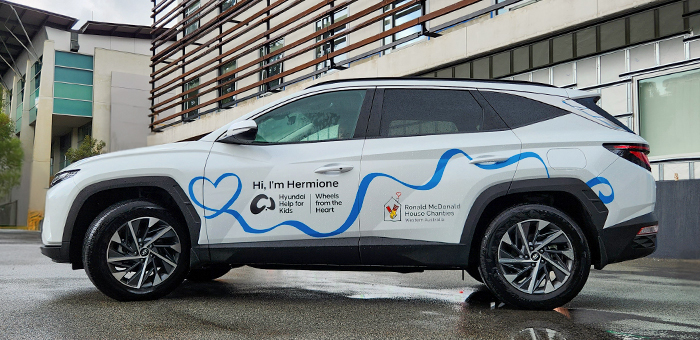 Hermione the Hyundai Tuscon out the back of RMH at QEII