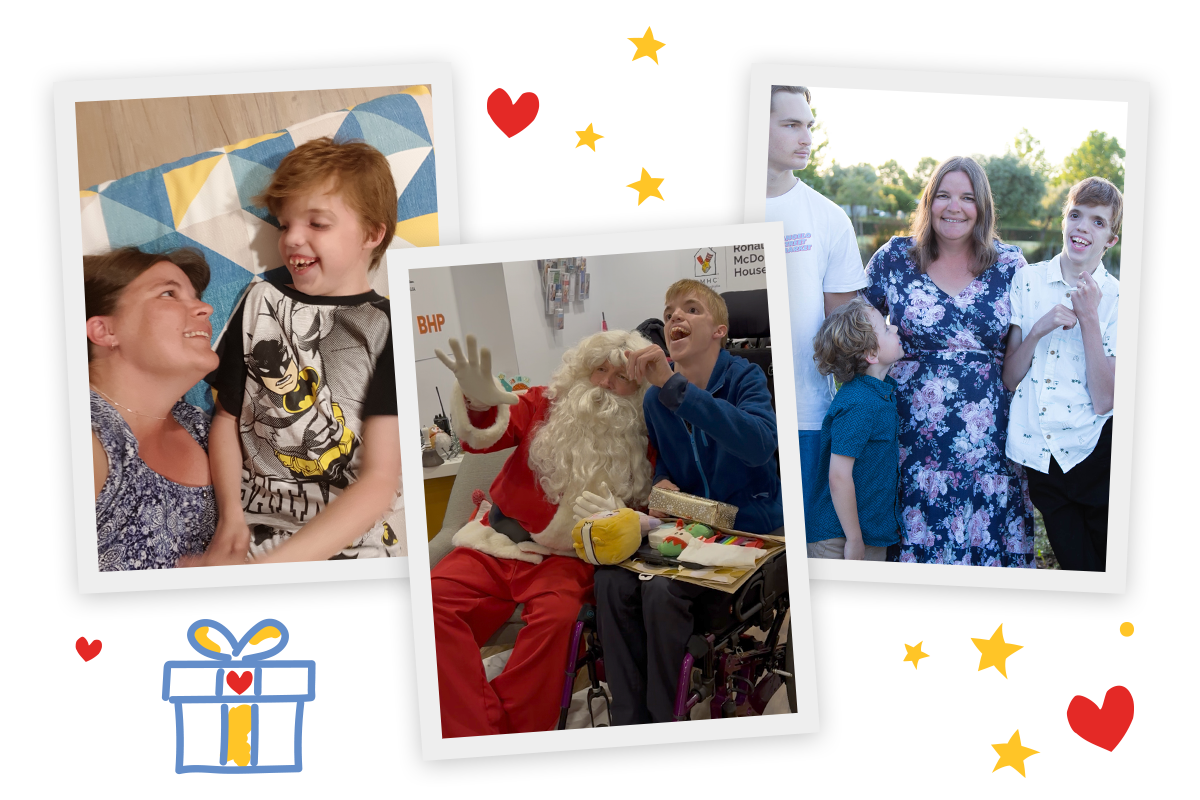 Photo collage of Ryder and his family