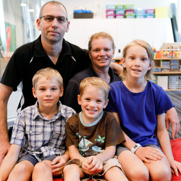 Photo of a family in the Learning Centre at Ronald McDonald House Nedlands