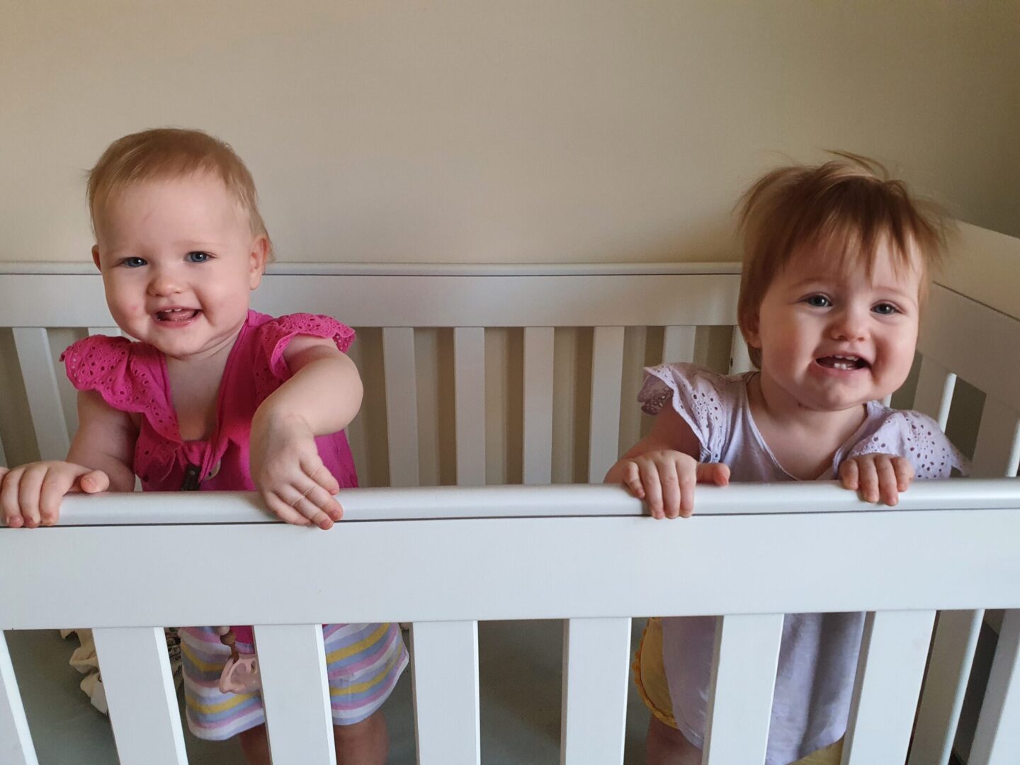 Everly and Ainsley at home months after being born