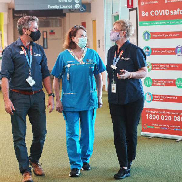 Photo of RMHC WA staff talking with Perth Children's Hospital staff